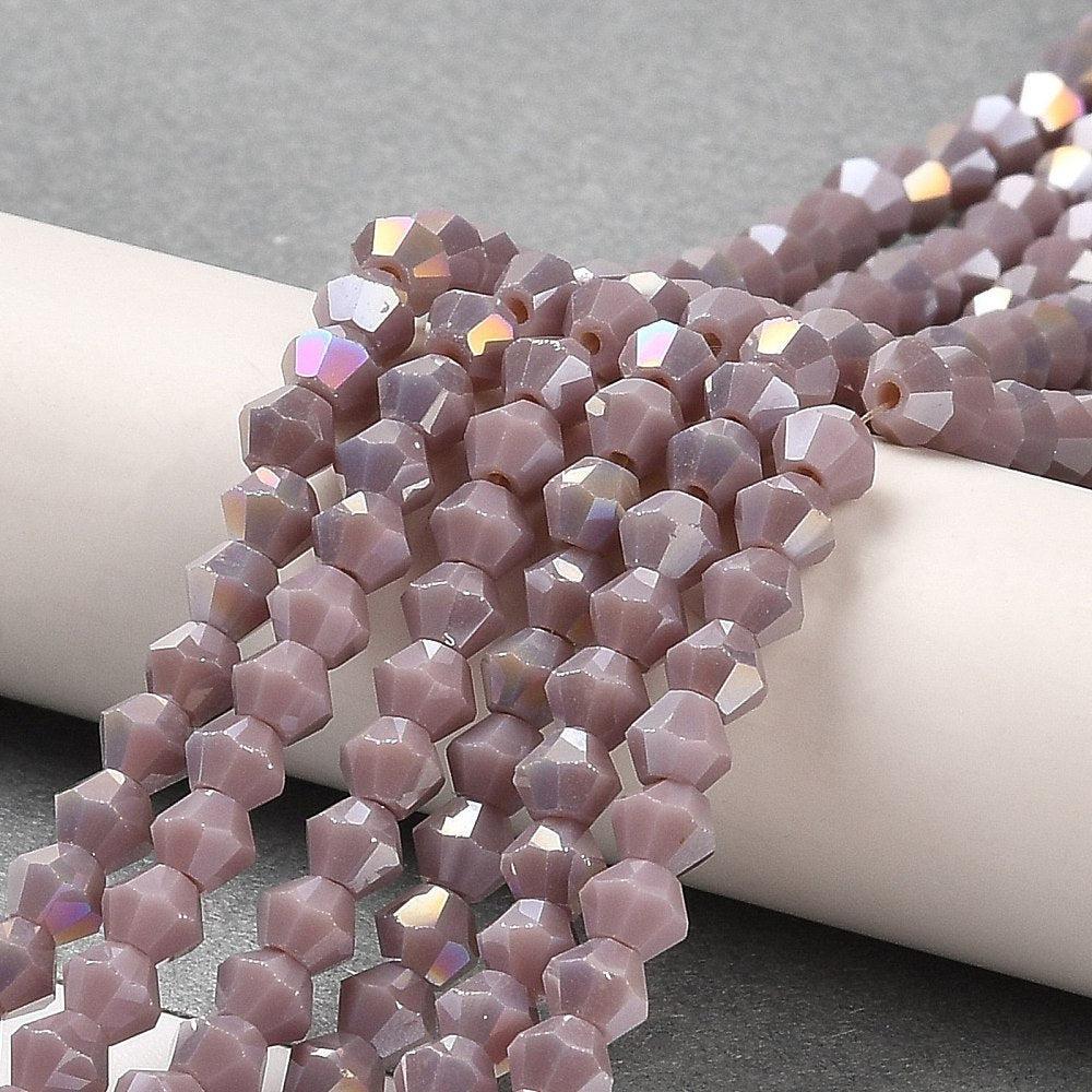Glaskralen Facet Bicone AB Lila 4mm - ± 38 stuks-Kralen-Kraaltjes van Renate