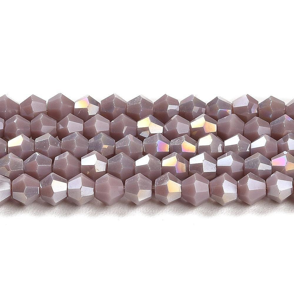 Glaskralen Facet Bicone AB Lila 4mm - ± 38 stuks-Kralen-Kraaltjes van Renate