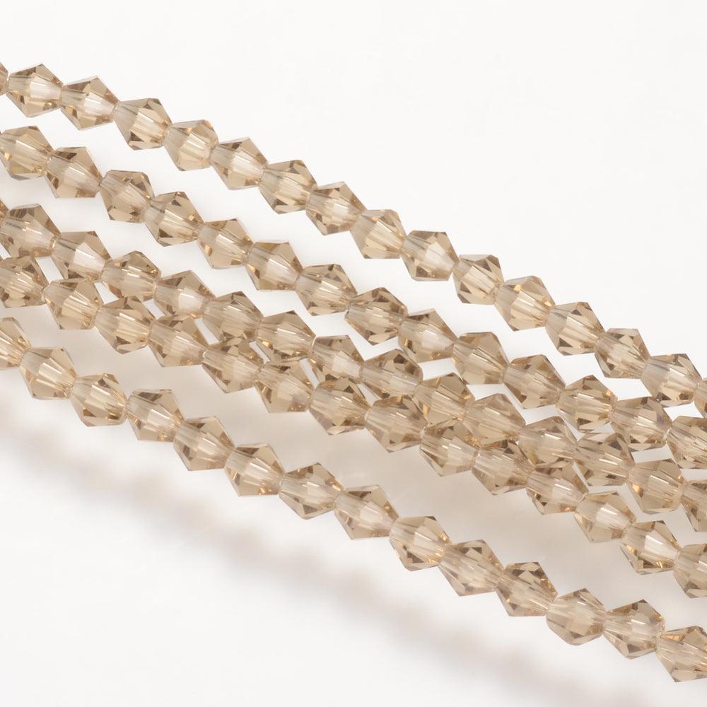 Glaskralen Facet Bicone Beige 6mm - ± 23 stuks-Kralen-Kraaltjes van Renate