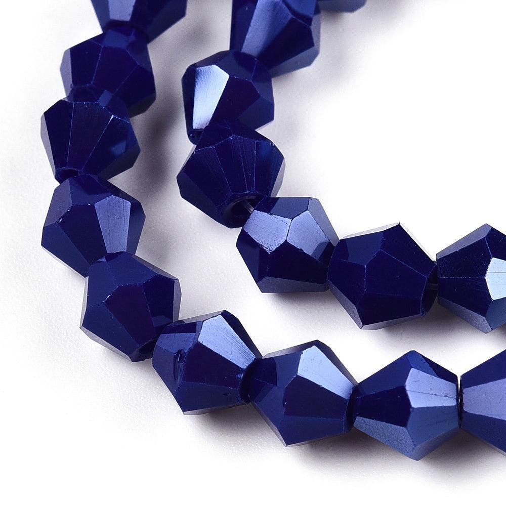 Glaskralen Facet Bicone Donkerblauw 6mm - ± 23 stuks-Kralen-Kraaltjes van Renate