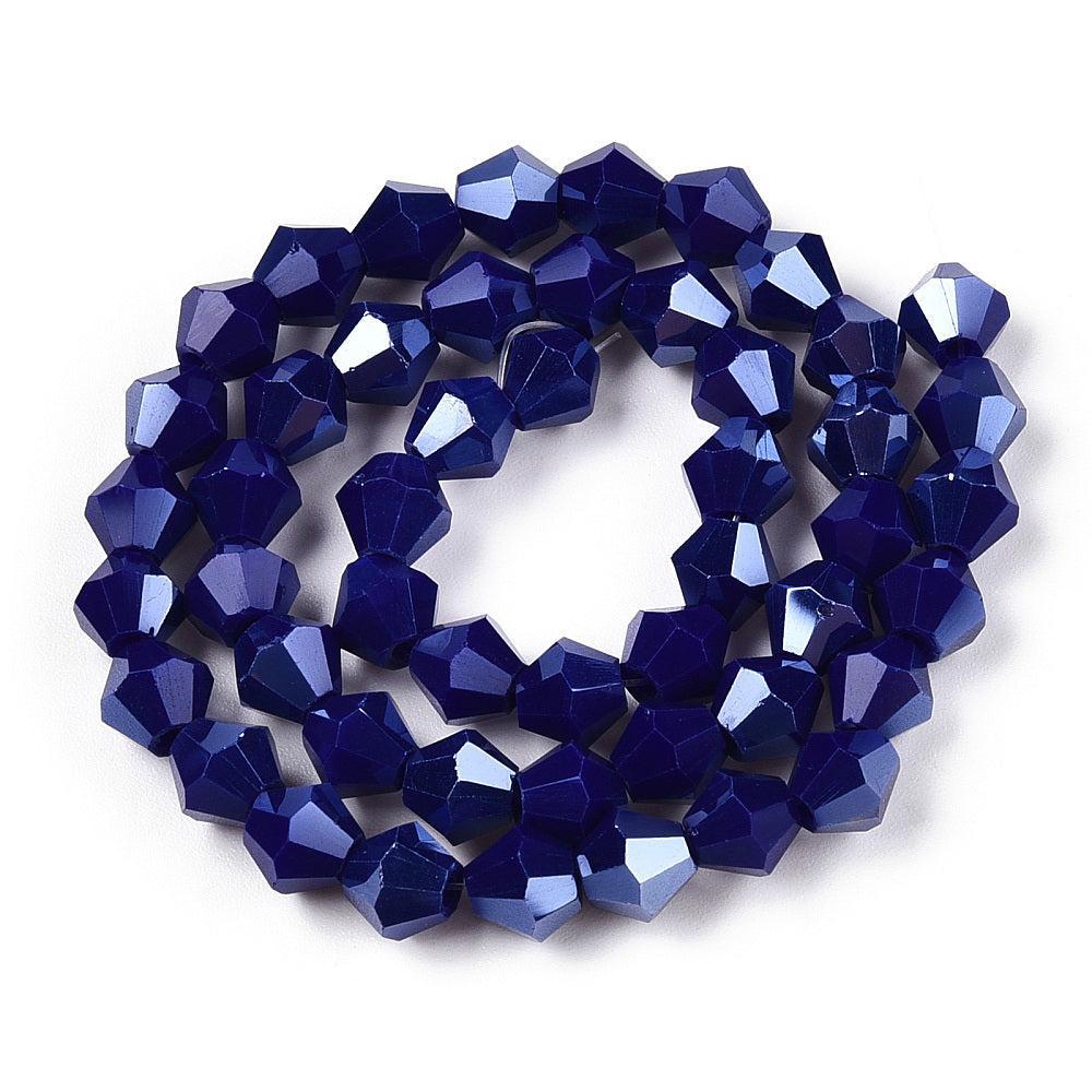 Glaskralen Facet Bicone Donkerblauw 6mm - ± 23 stuks-Kralen-Kraaltjes van Renate