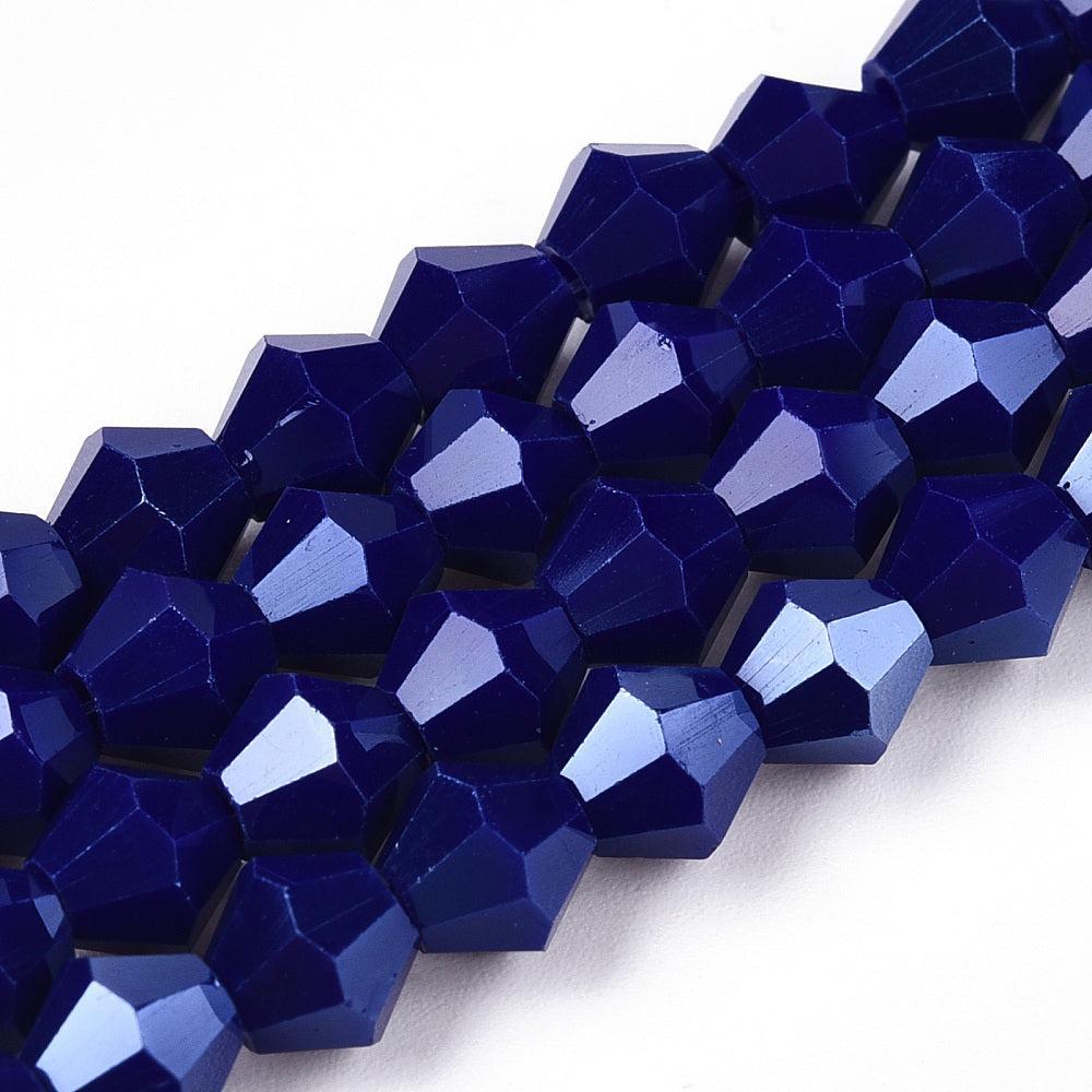 Glaskralen Facet Bicone Donkerblauw 6mm - ± 23 stuks-Kralen-Kraaltjes van Renate