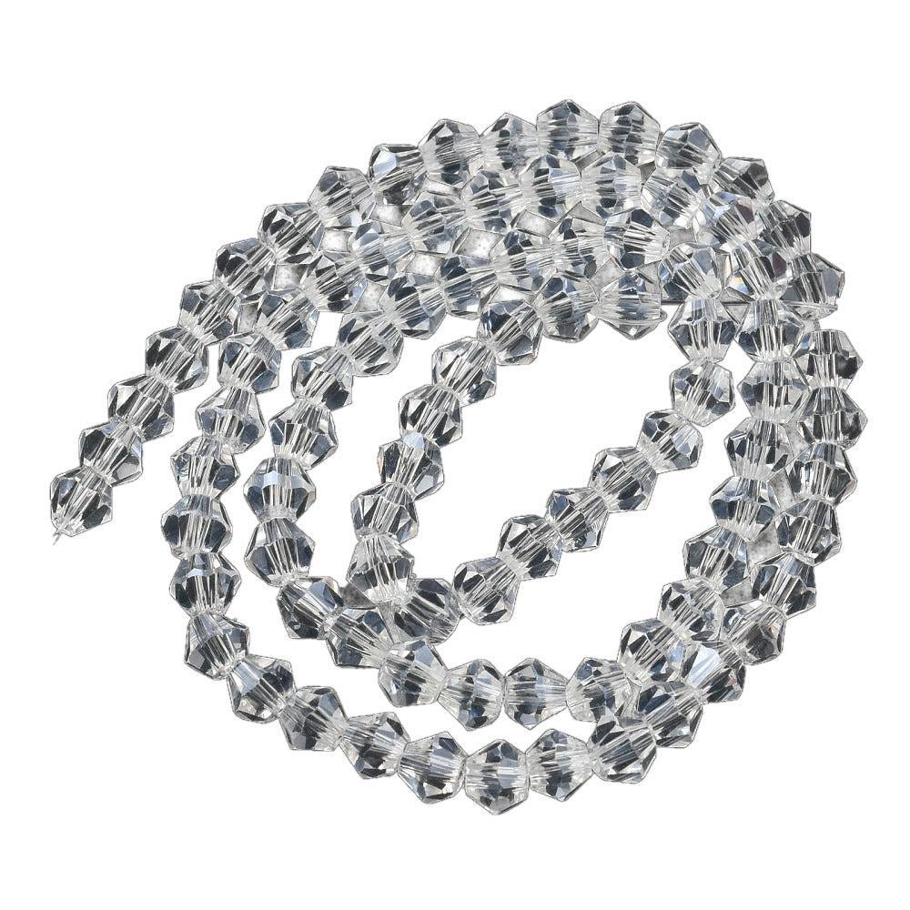 Glaskralen Facet Bicone Transparant 4mm - ± 38 stuks-Kralen-Kraaltjes van Renate