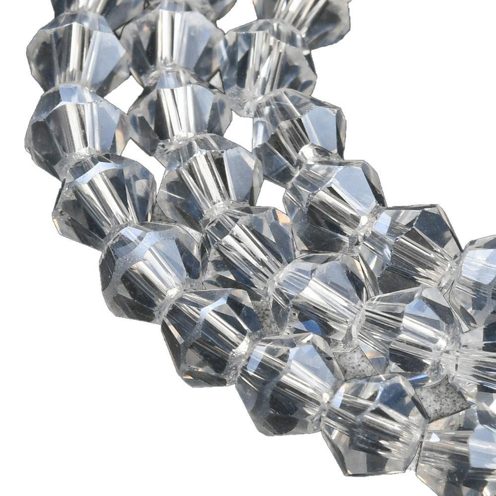 Glaskralen Facet Bicone Transparant 4mm - ± 38 stuks-Kralen-Kraaltjes van Renate
