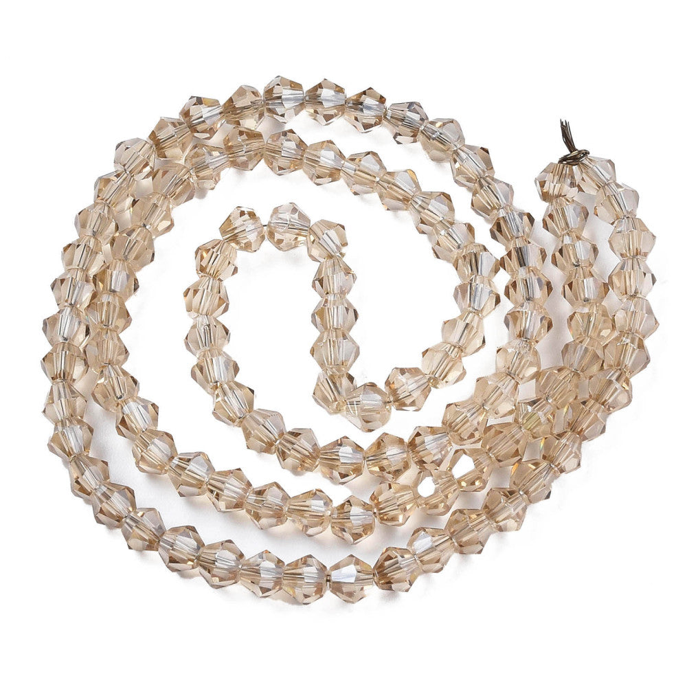 Glaskralen Facet Bicone Transparant Beige 4.5mm - ± 42 stuks-Kralen-Kraaltjes van Renate