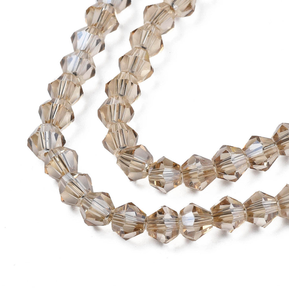 Glaskralen Facet Bicone Transparant Beige 4.5mm - ± 42 stuks-Kralen-Kraaltjes van Renate