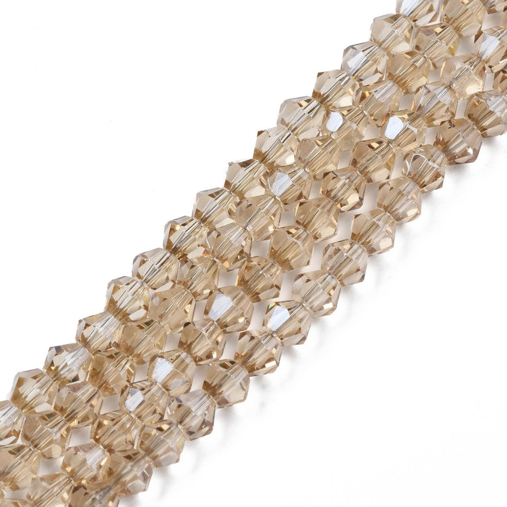 Glaskralen Facet Bicone Transparant Beige 4.5mm - ± 42 stuks-Kralen-Kraaltjes van Renate