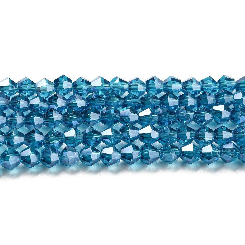 Glaskralen Facet Bicone Transparant Jeansblauw 4mm - ± 38 stuks-Kralen-Kraaltjes van Renate