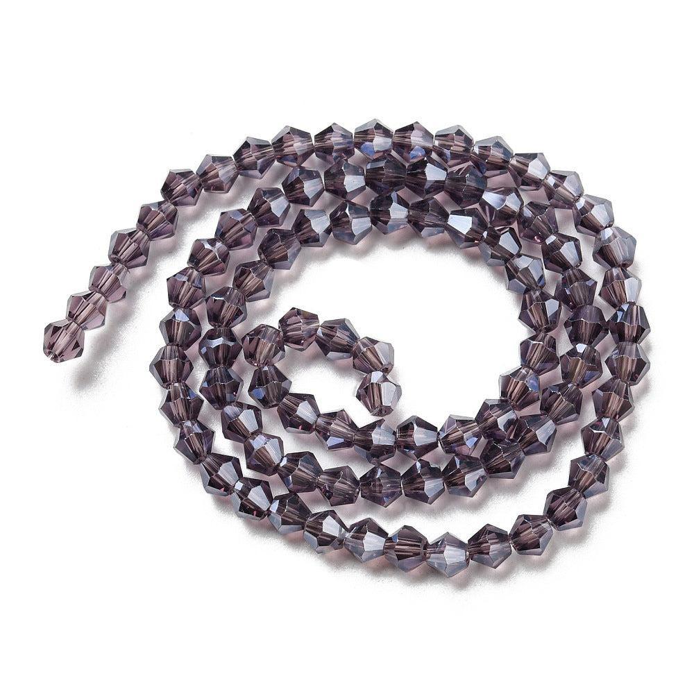 Glaskralen Facet Bicone Transparant Lavendel 4mm - ± 38 stuks-Kralen-Kraaltjes van Renate