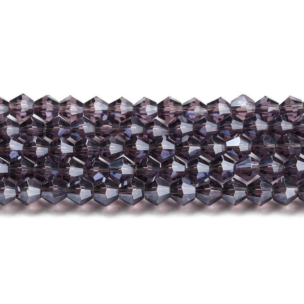 Glaskralen Facet Bicone Transparant Lavendel 4mm - ± 38 stuks-Kralen-Kraaltjes van Renate