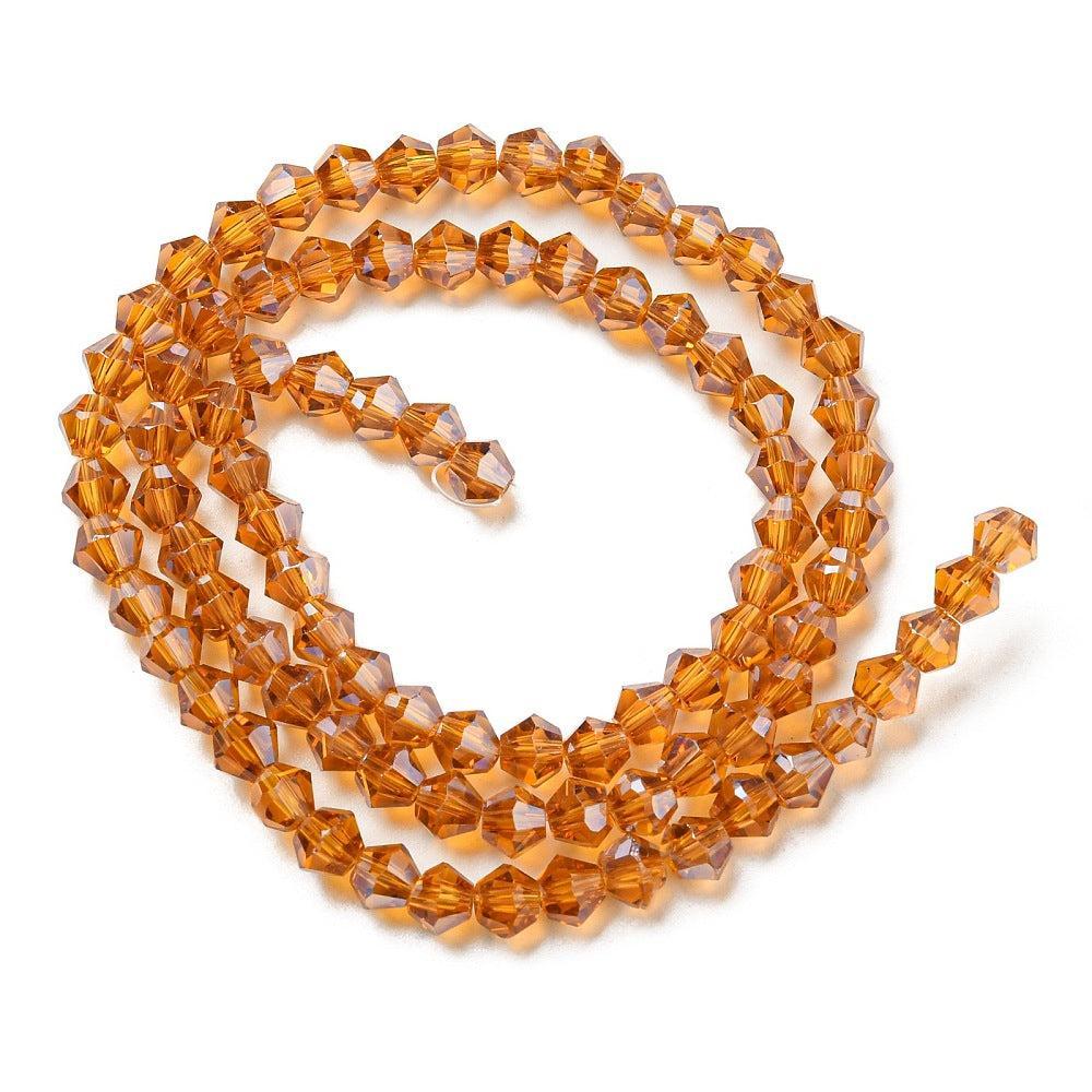 Glaskralen Facet Bicone Transparant Oranje 4mm - ± 38 stuks-Kralen-Kraaltjes van Renate