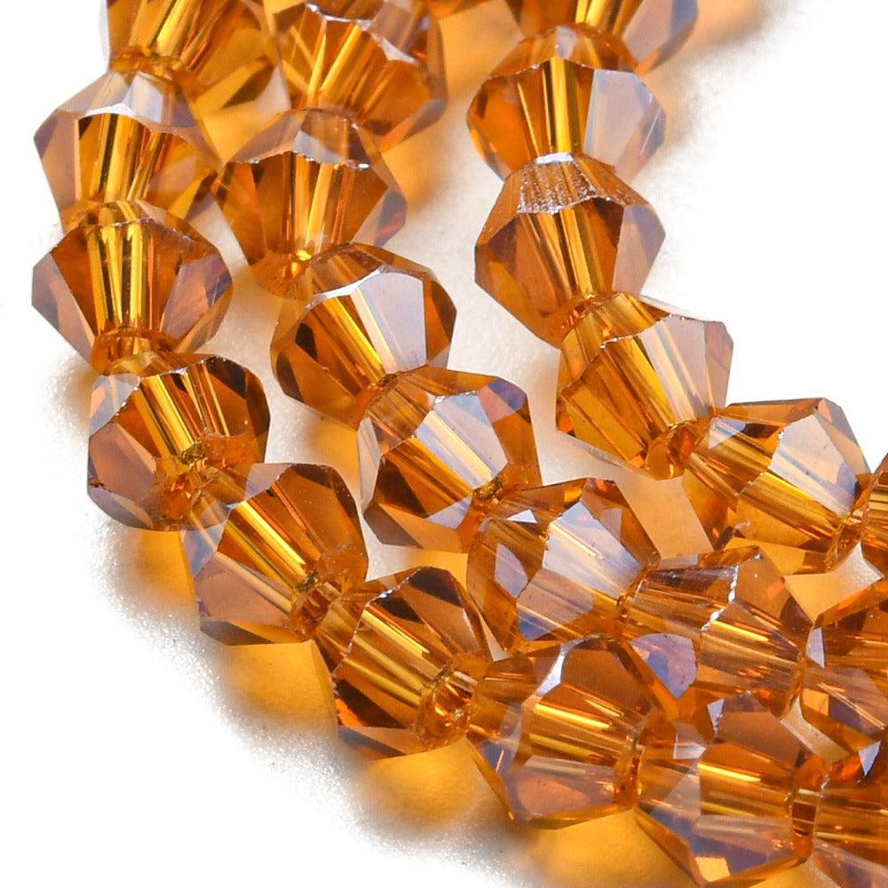 Glaskralen Facet Bicone Transparant Oranje 4mm - ± 38 stuks-Kralen-Kraaltjes van Renate