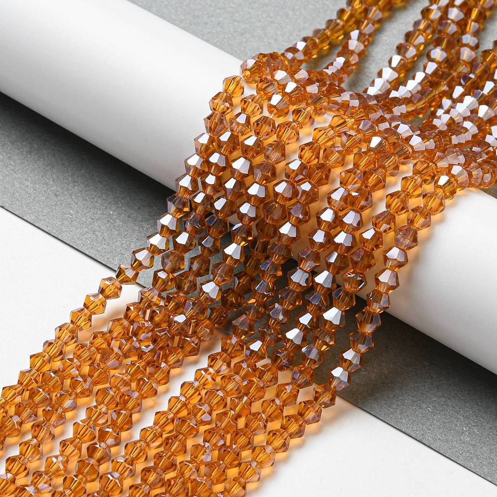 Glaskralen Facet Bicone Transparant Oranje 4mm - ± 38 stuks-Kralen-Kraaltjes van Renate