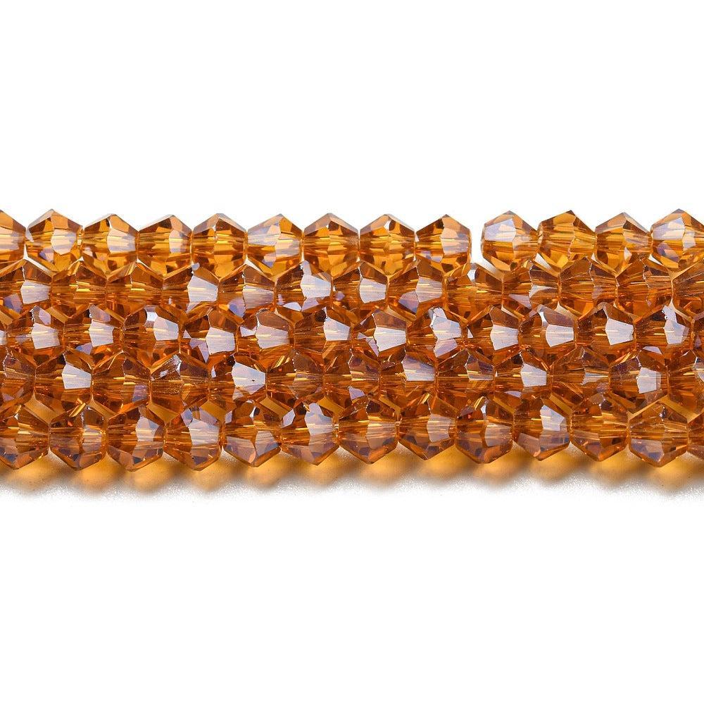 Glaskralen Facet Bicone Transparant Oranje 4mm - ± 38 stuks-Kralen-Kraaltjes van Renate