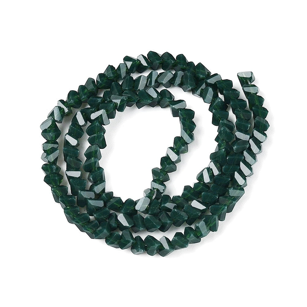 Glaskralen Facet Driehoek Donkergroen 3.5mm - ± 63 stuks-Kralen-Kraaltjes van Renate
