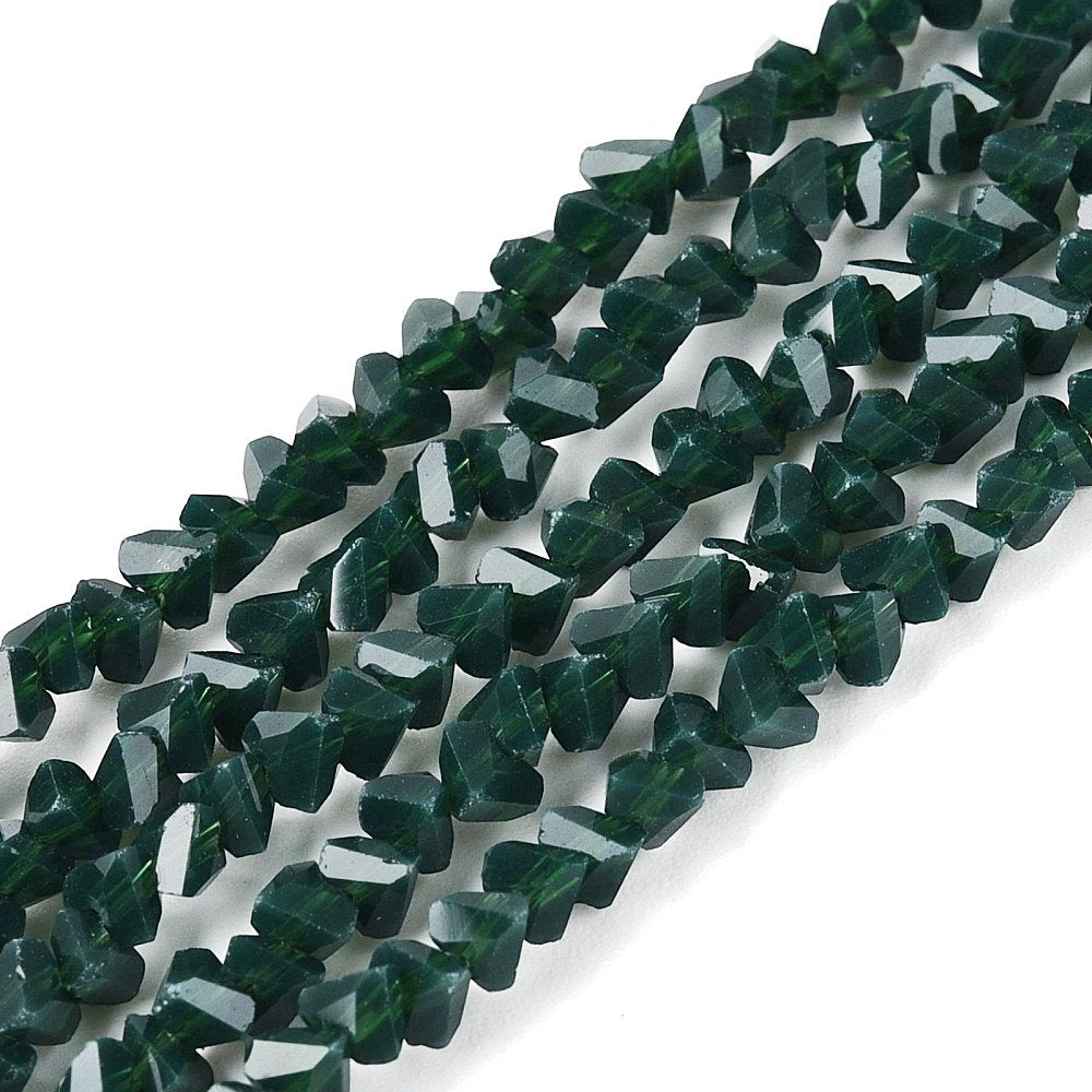 Glaskralen Facet Driehoek Donkergroen 3.5mm - ± 63 stuks-Kralen-Kraaltjes van Renate