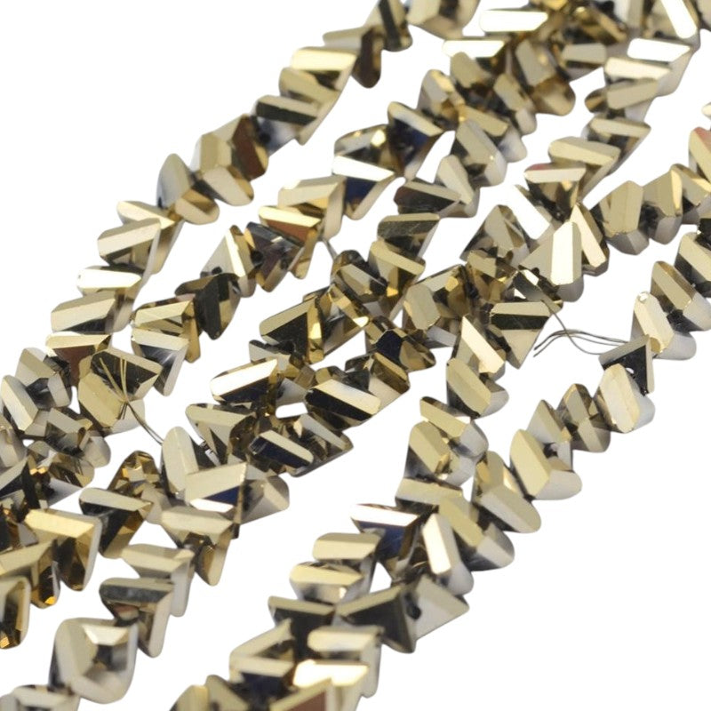 Glaskralen Facet Driehoek Metallic Lichtgoud 4mm - ± 73 stuks-Kralen-Kraaltjes van Renate