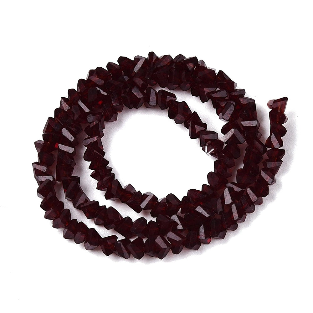 Glaskralen Facet Driehoek Transparant Donkerrood 3.5mm - ± 63 stuks-Kralen-Kraaltjes van Renate