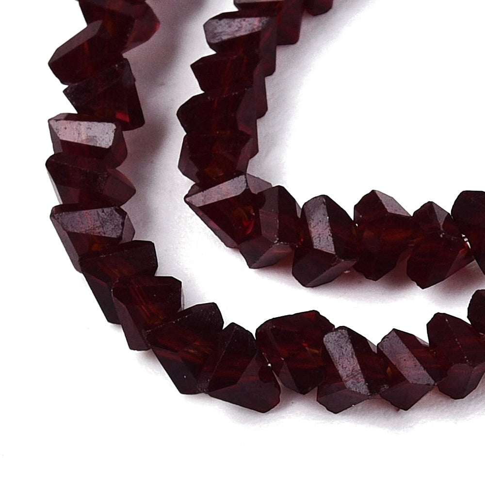 Glaskralen Facet Driehoek Transparant Donkerrood 3.5mm - ± 63 stuks-Kralen-Kraaltjes van Renate