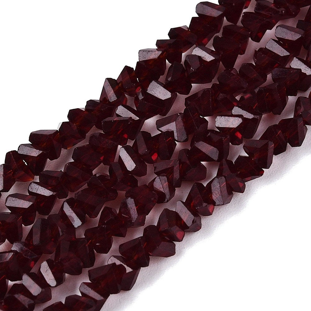 Glaskralen Facet Driehoek Transparant Donkerrood 3.5mm - ± 63 stuks-Kralen-Kraaltjes van Renate