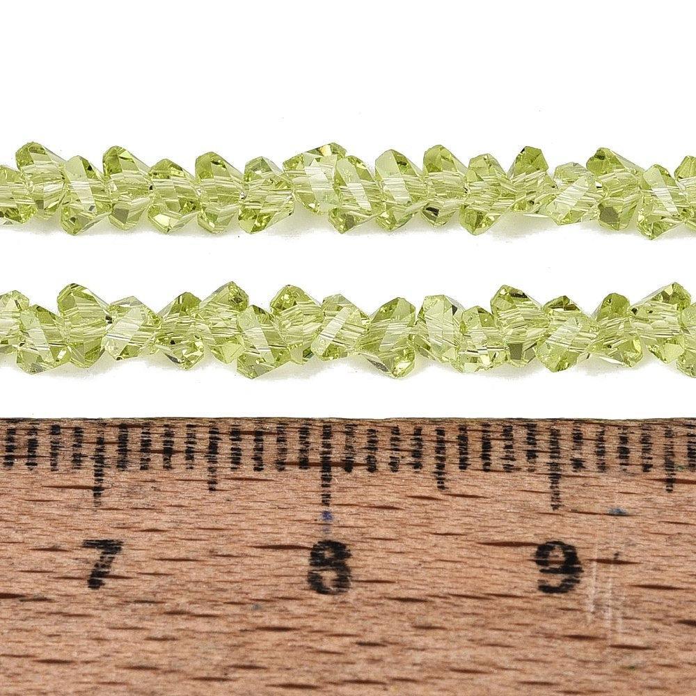 Glaskralen Facet Driehoek Transparant Limoengroen 3.5mm - ± 63 stuks-Kralen-Kraaltjes van Renate