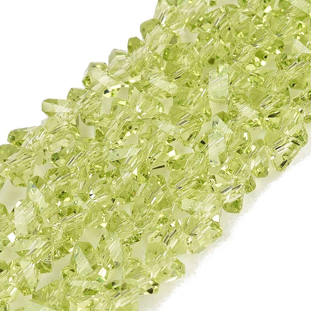 Glaskralen Facet Driehoek Transparant Limoengroen 3.5mm - ± 63 stuks-Kralen-Kraaltjes van Renate