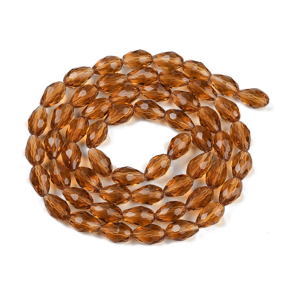 Glaskralen Facet Druppel Transparant Karamel 5mm - ± 32 stuks-Kralen-Kraaltjes van Renate