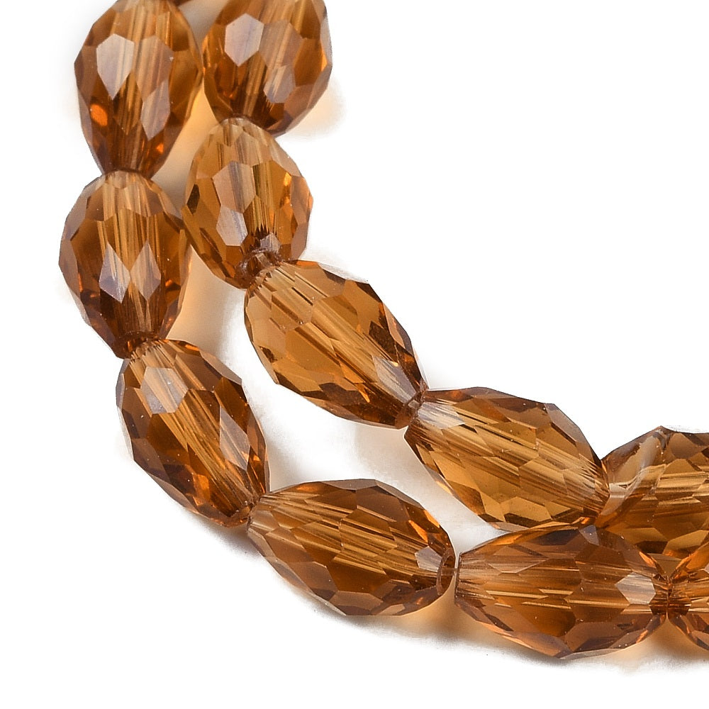 Glaskralen Facet Druppel Transparant Karamel 5mm - ± 32 stuks-Kralen-Kraaltjes van Renate