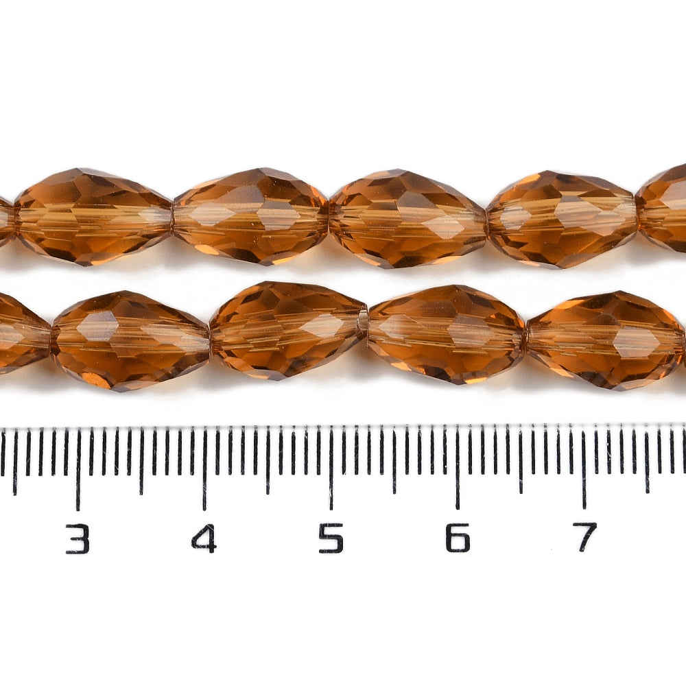 Glaskralen Facet Druppel Transparant Karamel 5mm - ± 32 stuks-Kralen-Kraaltjes van Renate