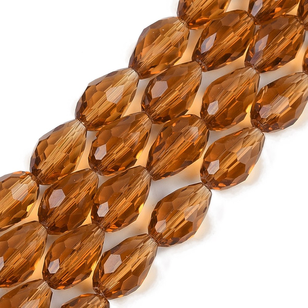 Glaskralen Facet Druppel Transparant Karamel 5mm - ± 32 stuks-Kralen-Kraaltjes van Renate