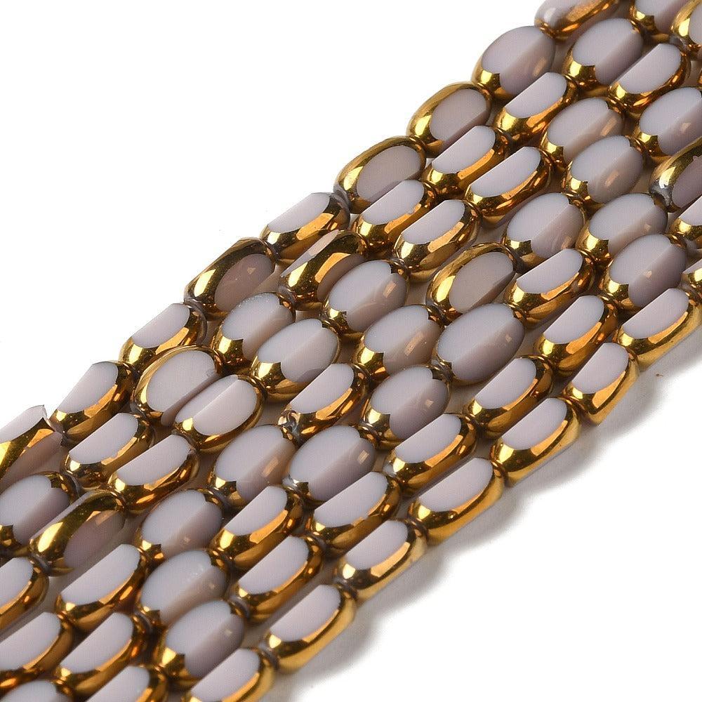 Glaskralen Facet Ovaal Lila Goud 7x4.5mm - per 20 stuks (kopie)-Kralen-Kraaltjes van Renate