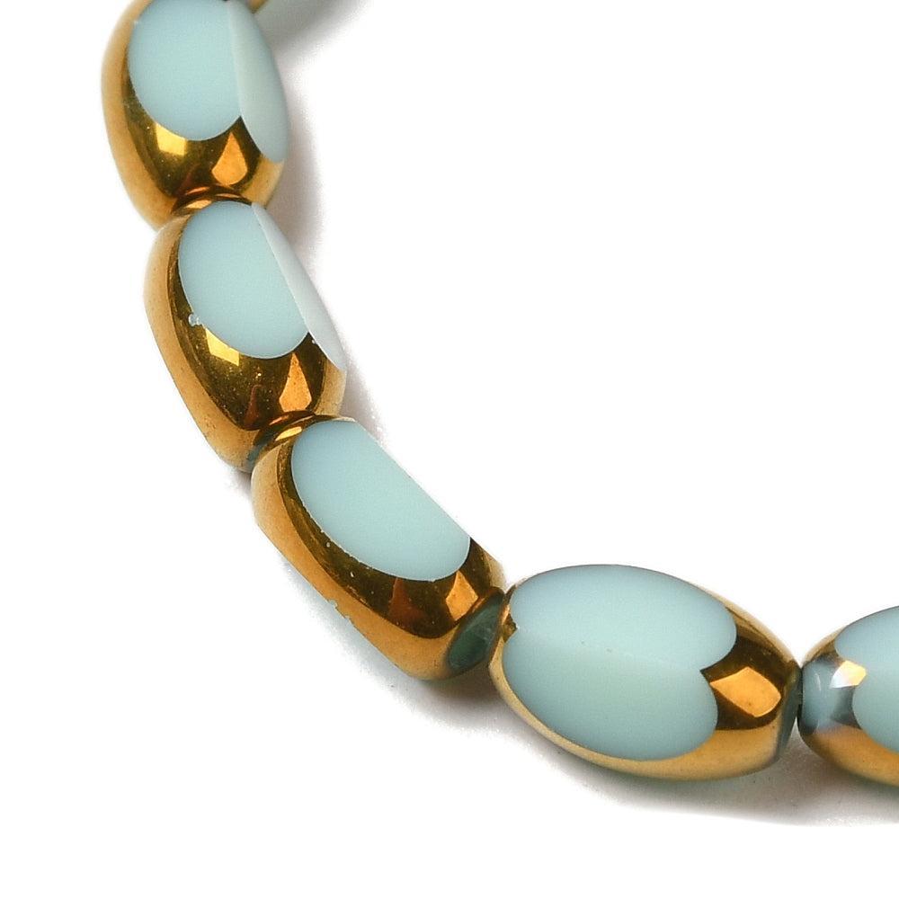 Glaskralen Facet Ovaal Turquoise Goud 7x4.5mm - per 20 stuks (kopie)-Kralen-Kraaltjes van Renate