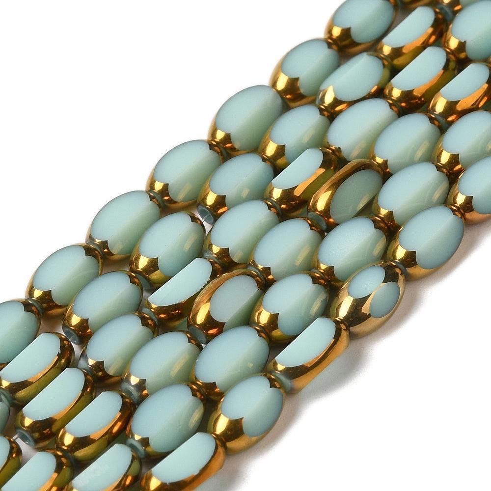 Glaskralen Facet Ovaal Turquoise Goud 7x4.5mm - per 20 stuks (kopie)-Kralen-Kraaltjes van Renate