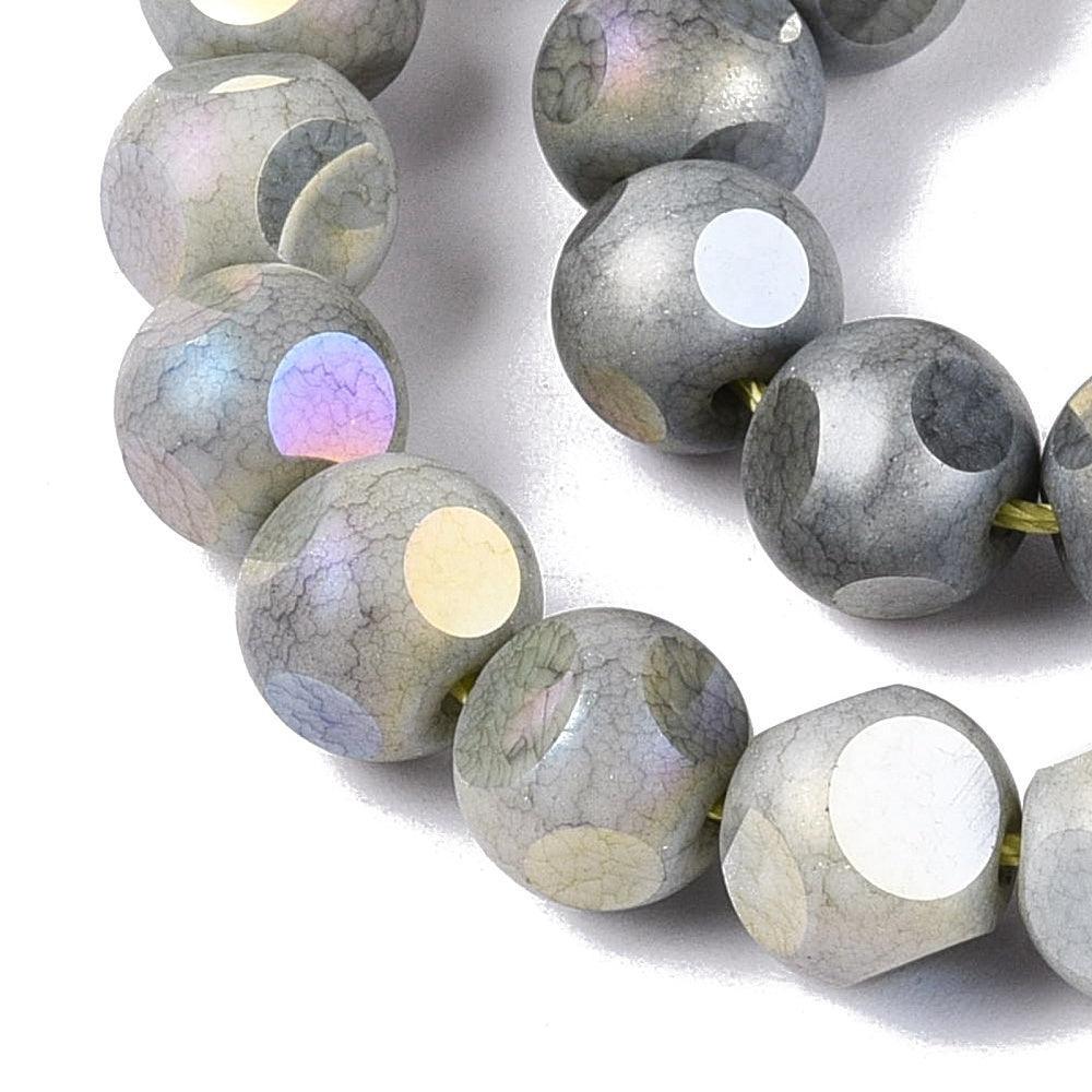 Glaskralen Facet Rond AB Kaki 8mm - ± 23 stuks-Kralen-Kraaltjes van Renate