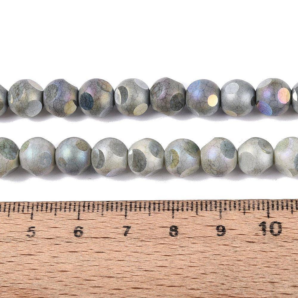 Glaskralen Facet Rond AB Kaki 8mm - ± 23 stuks-Kralen-Kraaltjes van Renate