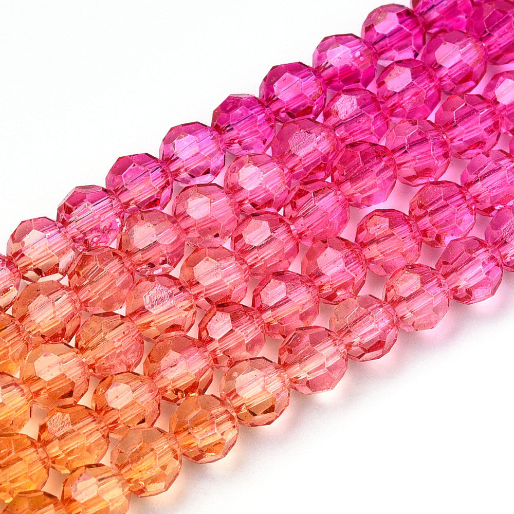 Glaskralen Facet Rond Multicolor Herfsttinten 4mm - ± 43 stuks-Kralen-Kraaltjes van Renate