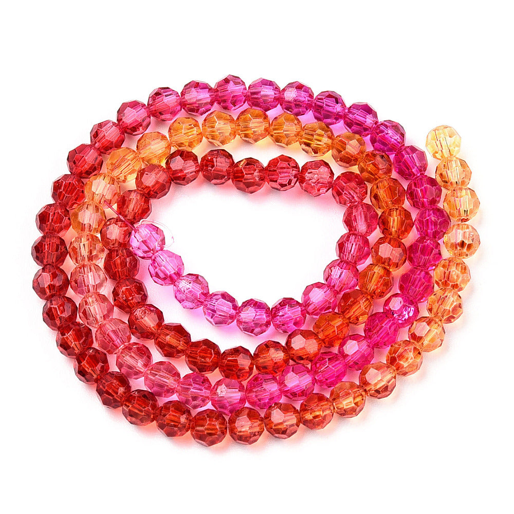 Glaskralen Facet Rond Multicolor Herfsttinten 4mm - ± 43 stuks-Kralen-Kraaltjes van Renate