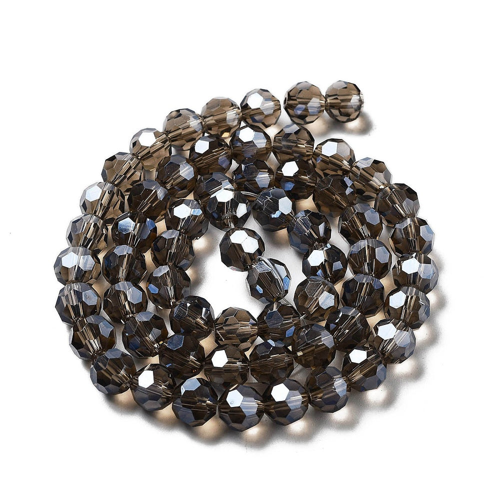 Glaskralen Facet Rond Transparant Grijs 8mm - ± 33 stuks-Kralen-Kraaltjes van Renate