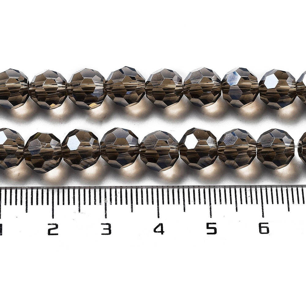 Glaskralen Facet Rond Transparant Grijs 8mm - ± 33 stuks-Kralen-Kraaltjes van Renate