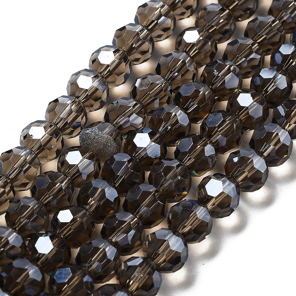 Glaskralen Facet Rond Transparant Grijs 8mm - ± 33 stuks-Kralen-Kraaltjes van Renate