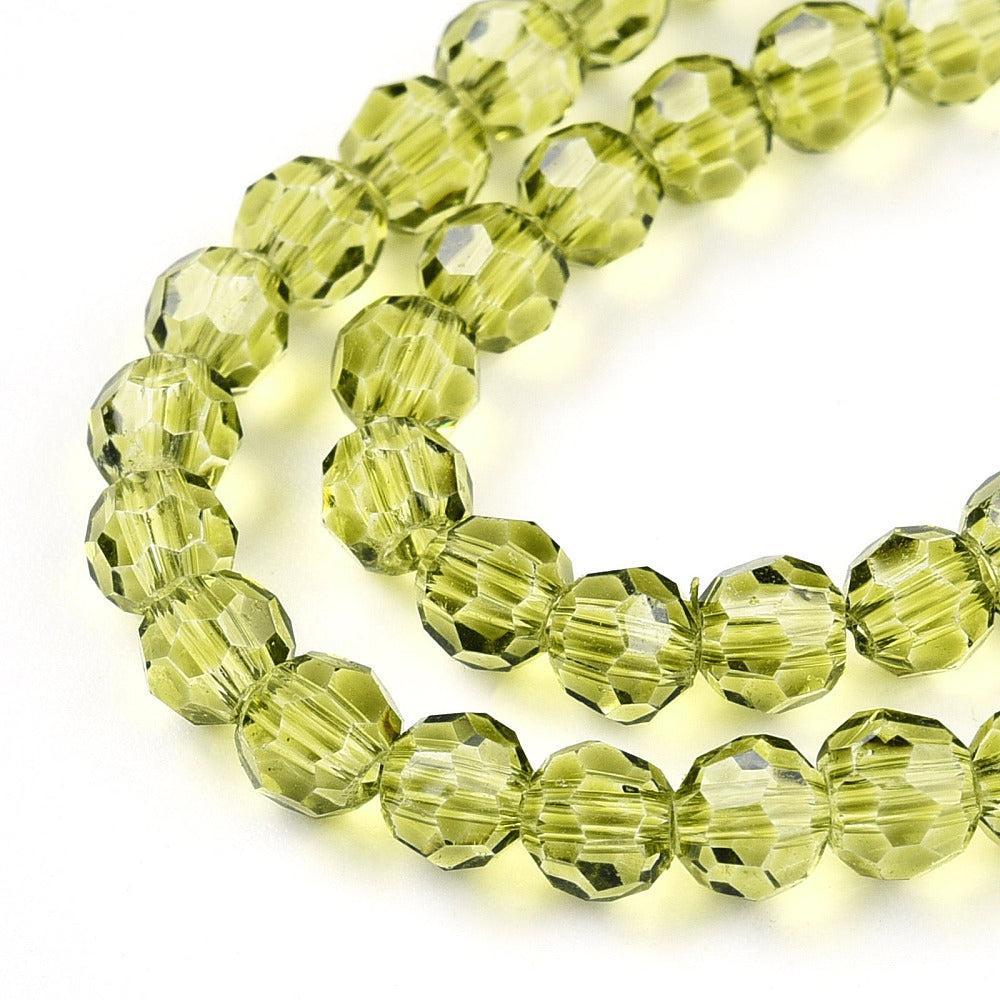 Glaskralen Facet Rond Transparant Limoengroen 4mm - ± 43 stuks-Kralen-Kraaltjes van Renate