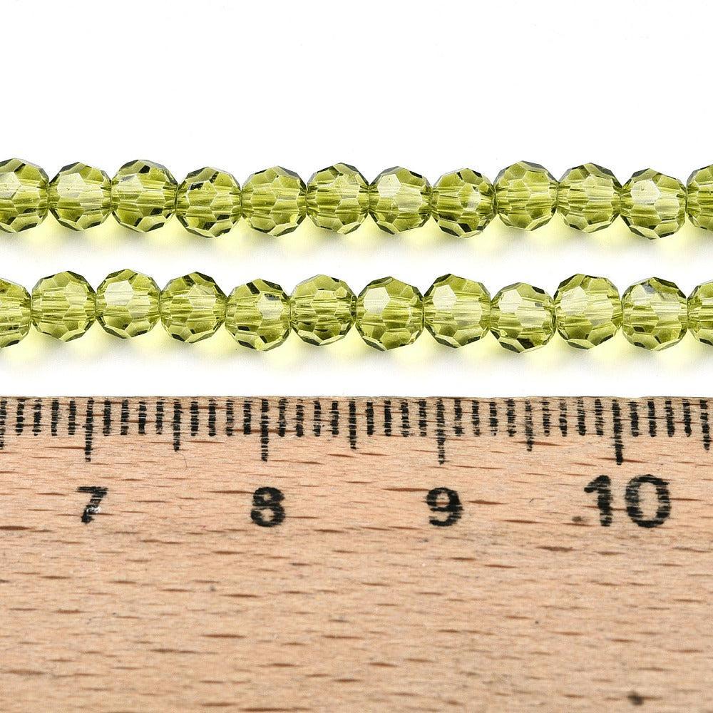 Glaskralen Facet Rond Transparant Limoengroen 4mm - ± 43 stuks-Kralen-Kraaltjes van Renate