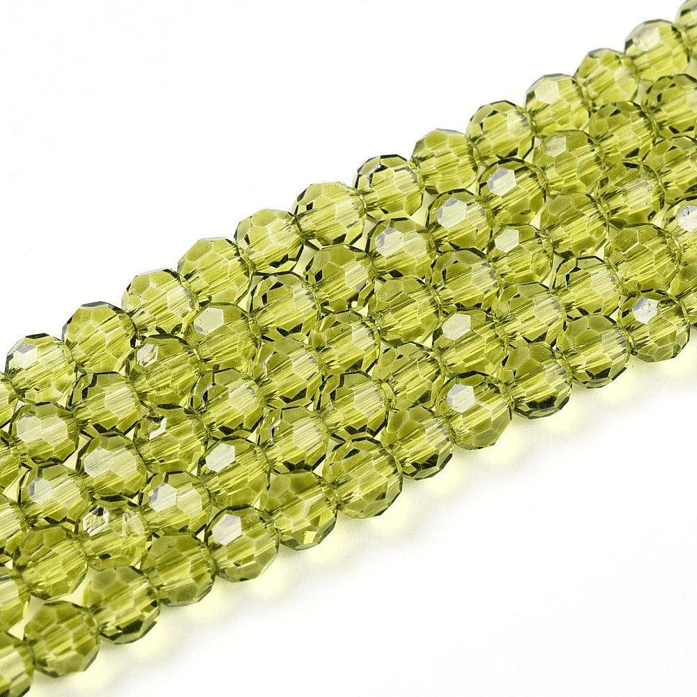 Glaskralen Facet Rond Transparant Limoengroen 4mm - ± 43 stuks-Kralen-Kraaltjes van Renate