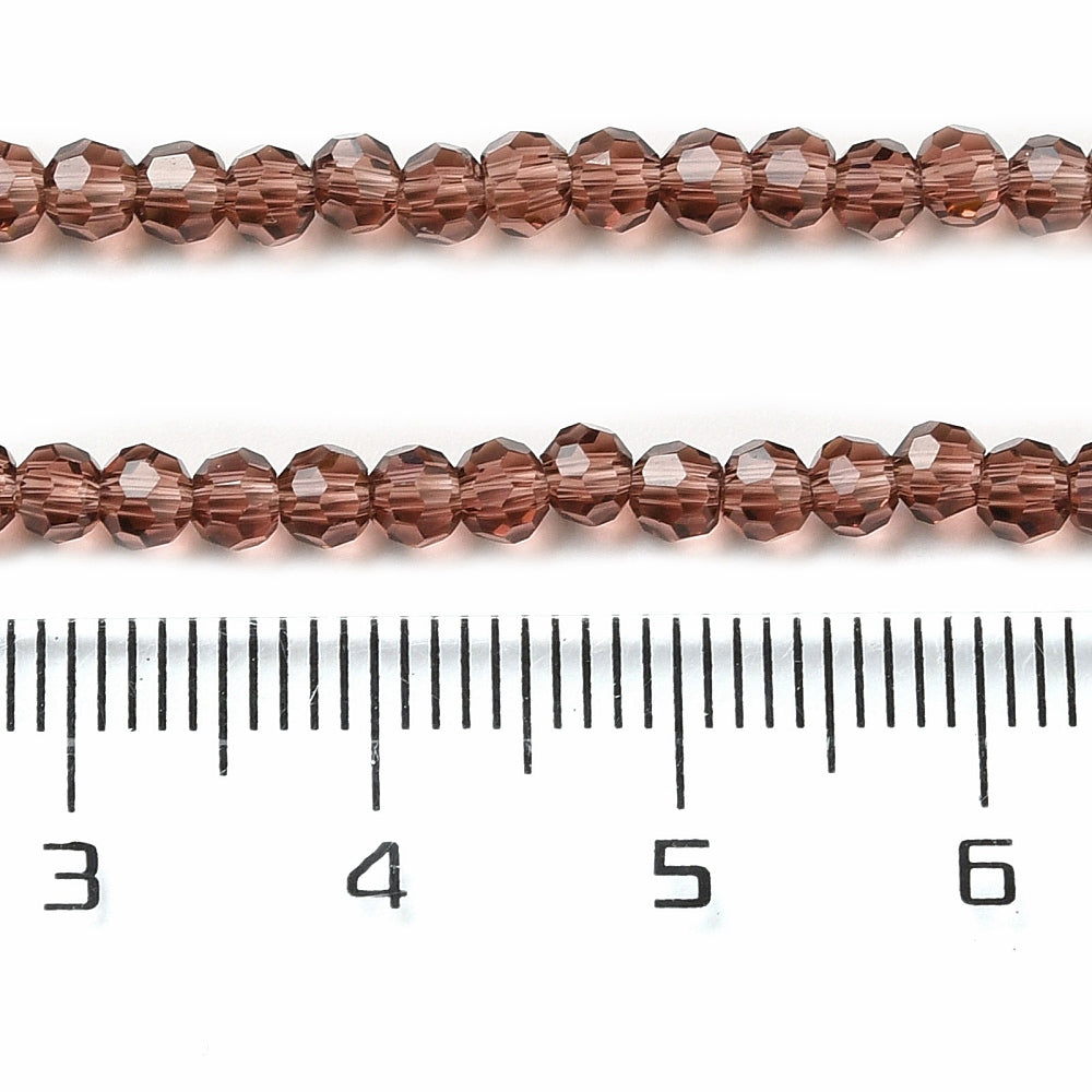Glaskralen Facet Rond Transparant Oudroze 3mm - ± 82 stuks-Kralen-Kraaltjes van Renate