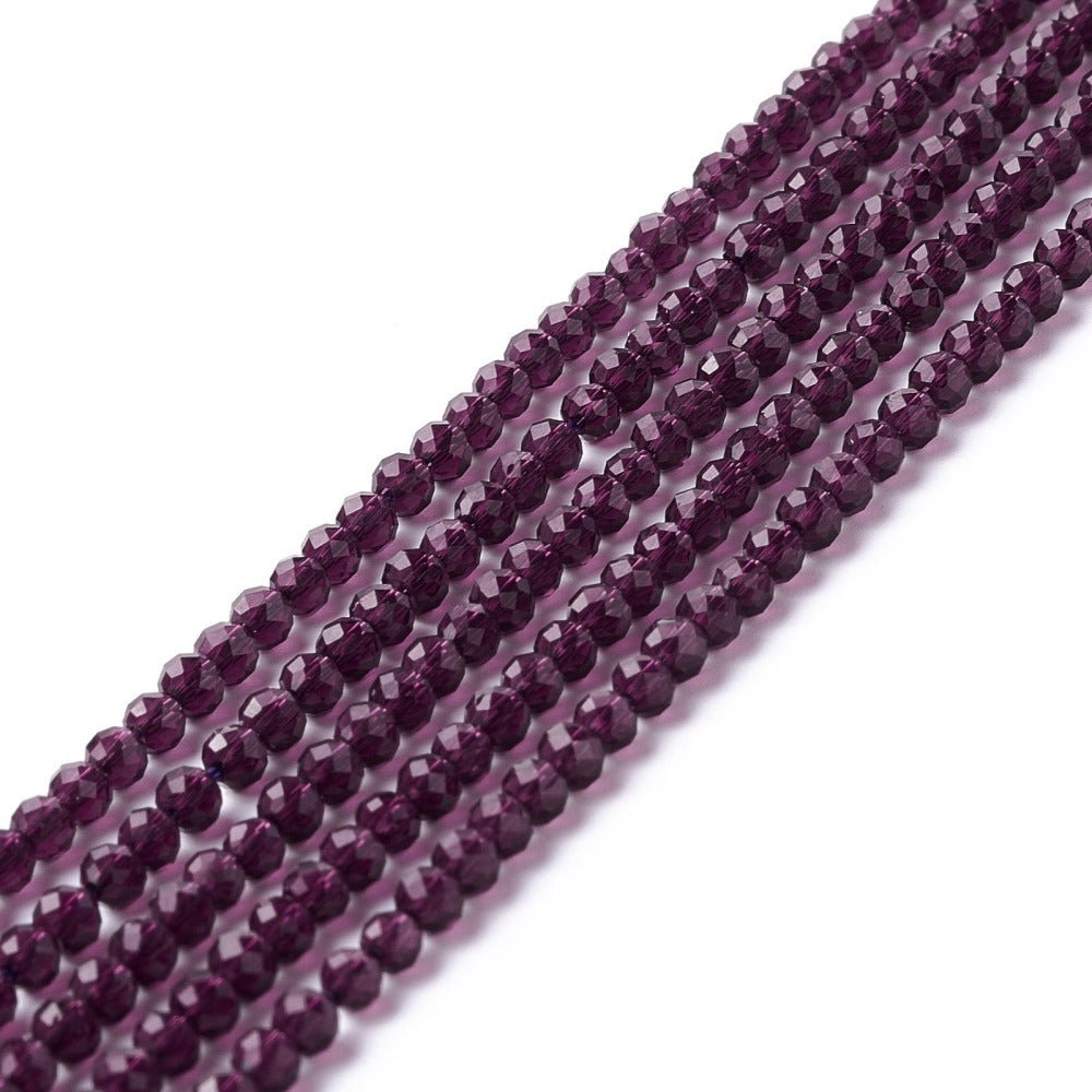 Glaskralen Facet Rond Transparant Paars 3mm - ± 63 stuks-Kralen-Kraaltjes van Renate