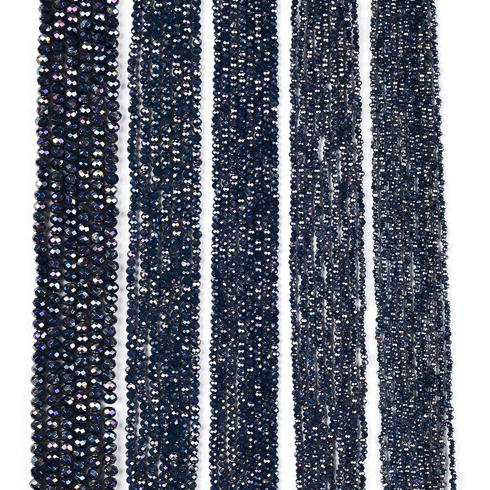 Glaskralen Facet Rondel AB Donkerblauw 2.3x2mm - ± 135 stuks-Kralen-Kraaltjes van Renate