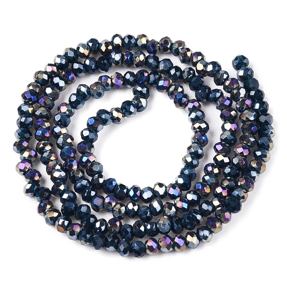 Glaskralen Facet Rondel AB Donkerblauw 2.3x2mm - ± 135 stuks-Kralen-Kraaltjes van Renate