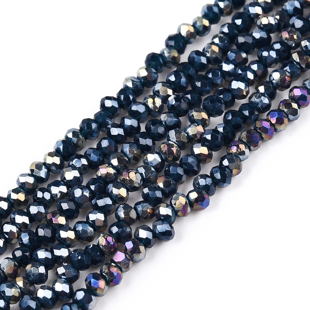 Glaskralen Facet Rondel AB Donkerblauw 2.3x2mm - ± 135 stuks-Kralen-Kraaltjes van Renate