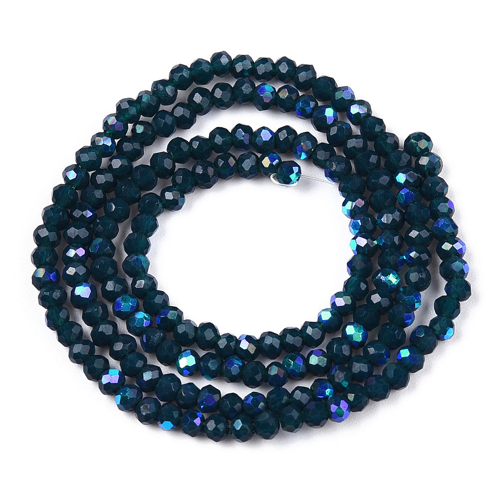 Glaskralen Facet Rondel AB Donkerblauw 6x5mm - ± 80 stuks-Kralen-Kraaltjes van Renate