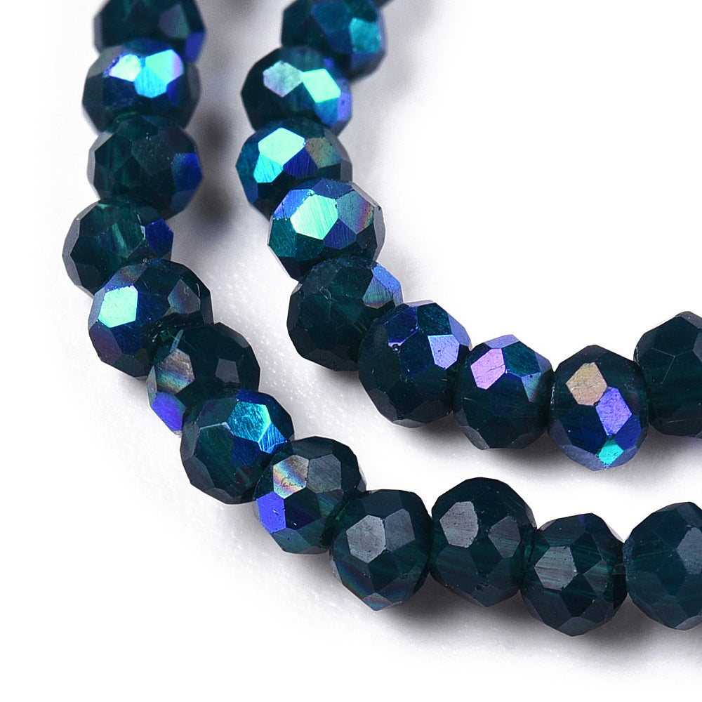 Glaskralen Facet Rondel AB Donkerblauw 6x5mm - ± 80 stuks-Kralen-Kraaltjes van Renate